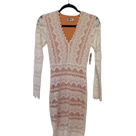 NWT Nightcap White and Nude Lace Long Sleeve Dress Size 2 - Picture 2 of 16